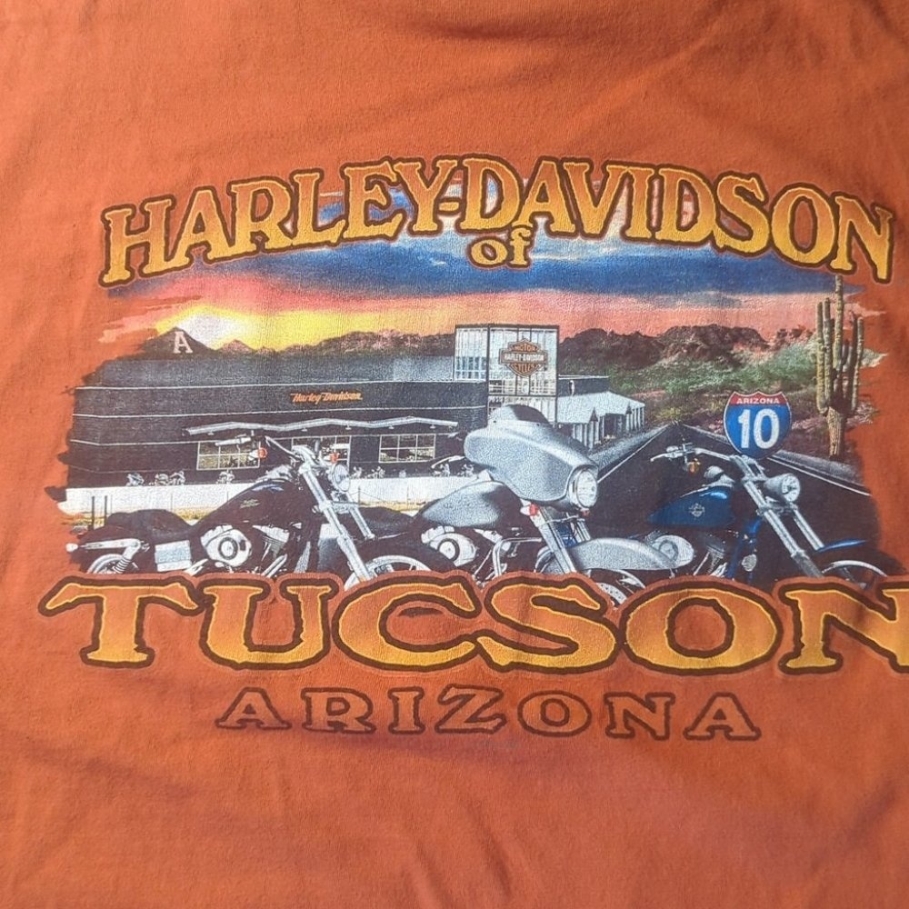 HARLEY-DAVIDSON Men's Tshirt Sz. 2XL Orange TUCSON Arizona B1HD7